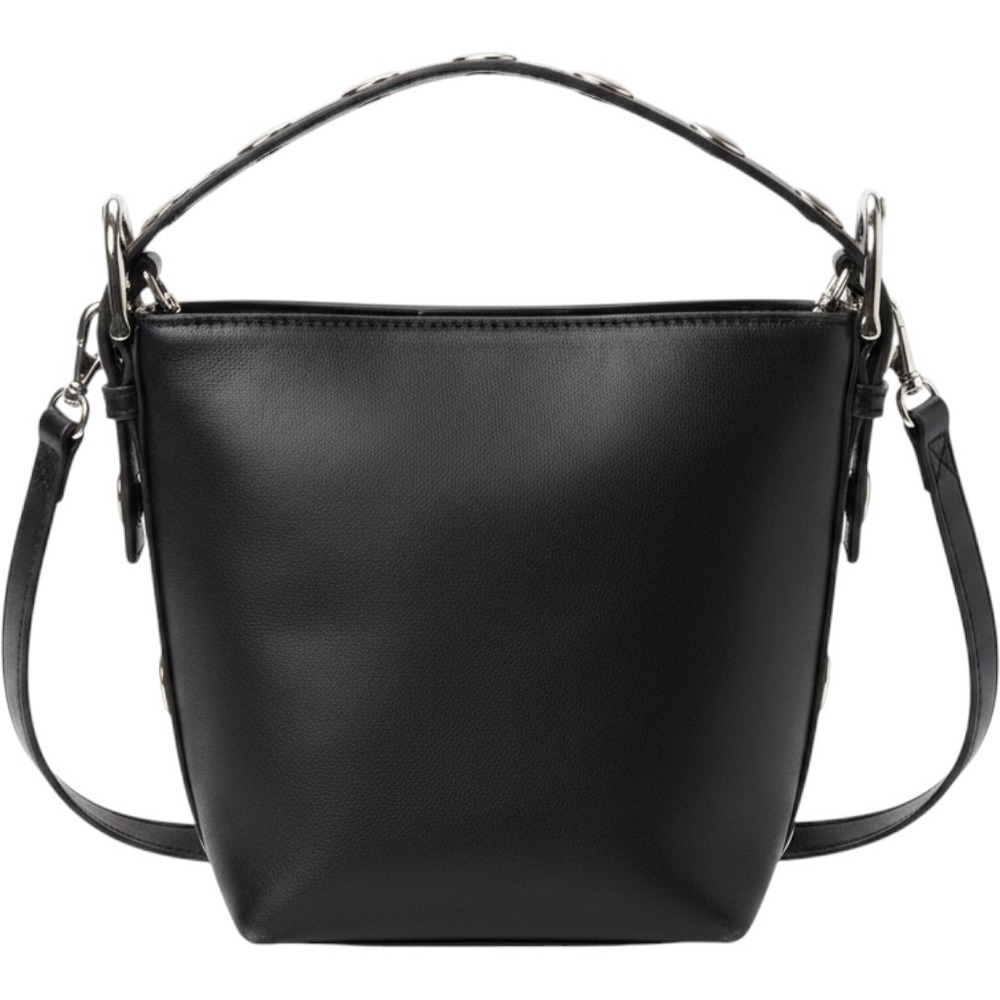 Madison West Black faux Leather Shoulder Bag Silver Studs studded embellished